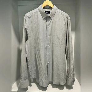 Cutter & Buck Easy Care gray and white stripe button down size XL front pocket